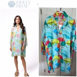 NWT Holly Shae CeCe Mini Caftan in Fanfare Print One Size